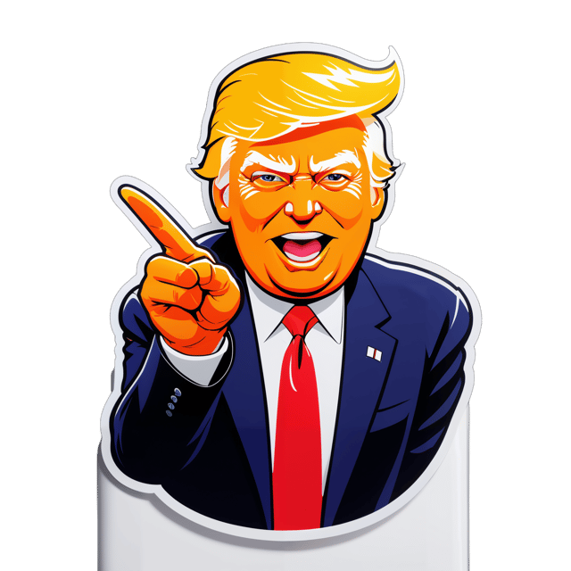 AI generated cartoon sticker for Donald Trump flipping you off



