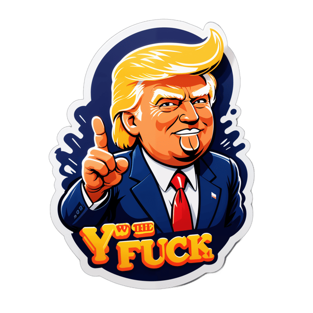 AI generated cartoon sticker for Donald Trump + giving you the middle finger + fuck you





