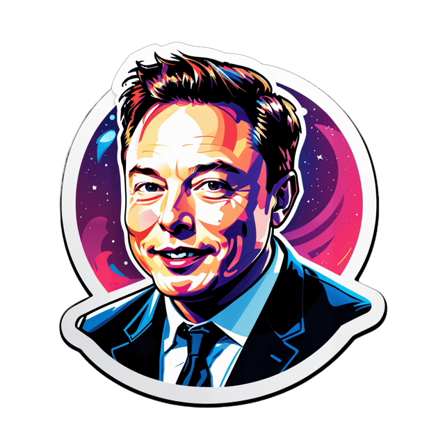 AI generated cartoon sticker for elon musk