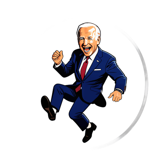 AI generated cartoon sticker for Biden falling