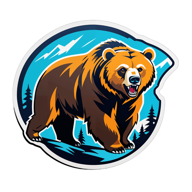 AI generated cartoon sticker for Grizzly Bear USA

