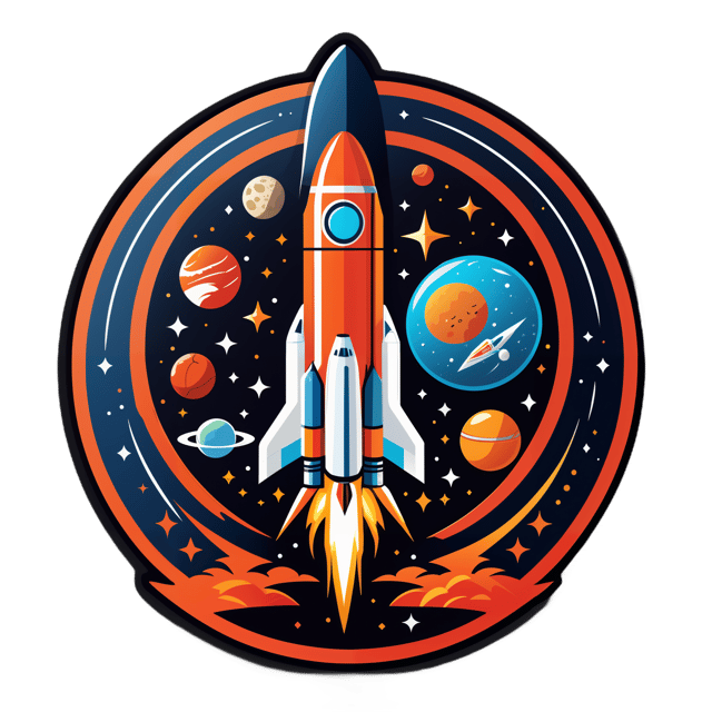 AI generated cartoon sticker for Logo of rockets and mars