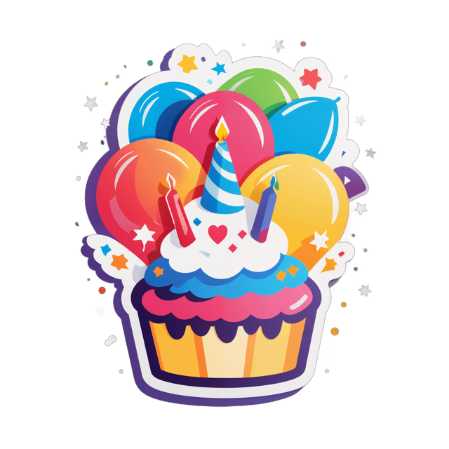 AI generated cartoon sticker for birthday