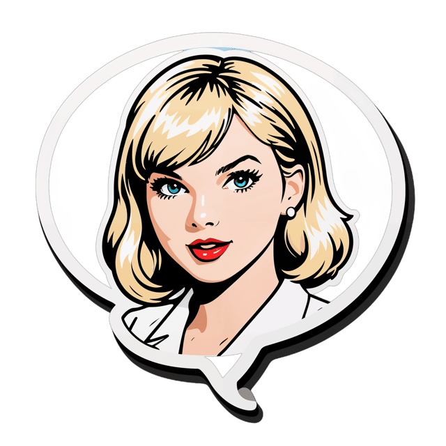 AI generated cartoon sticker for Taylor Swift with IVORY are my #1 speech bubble 